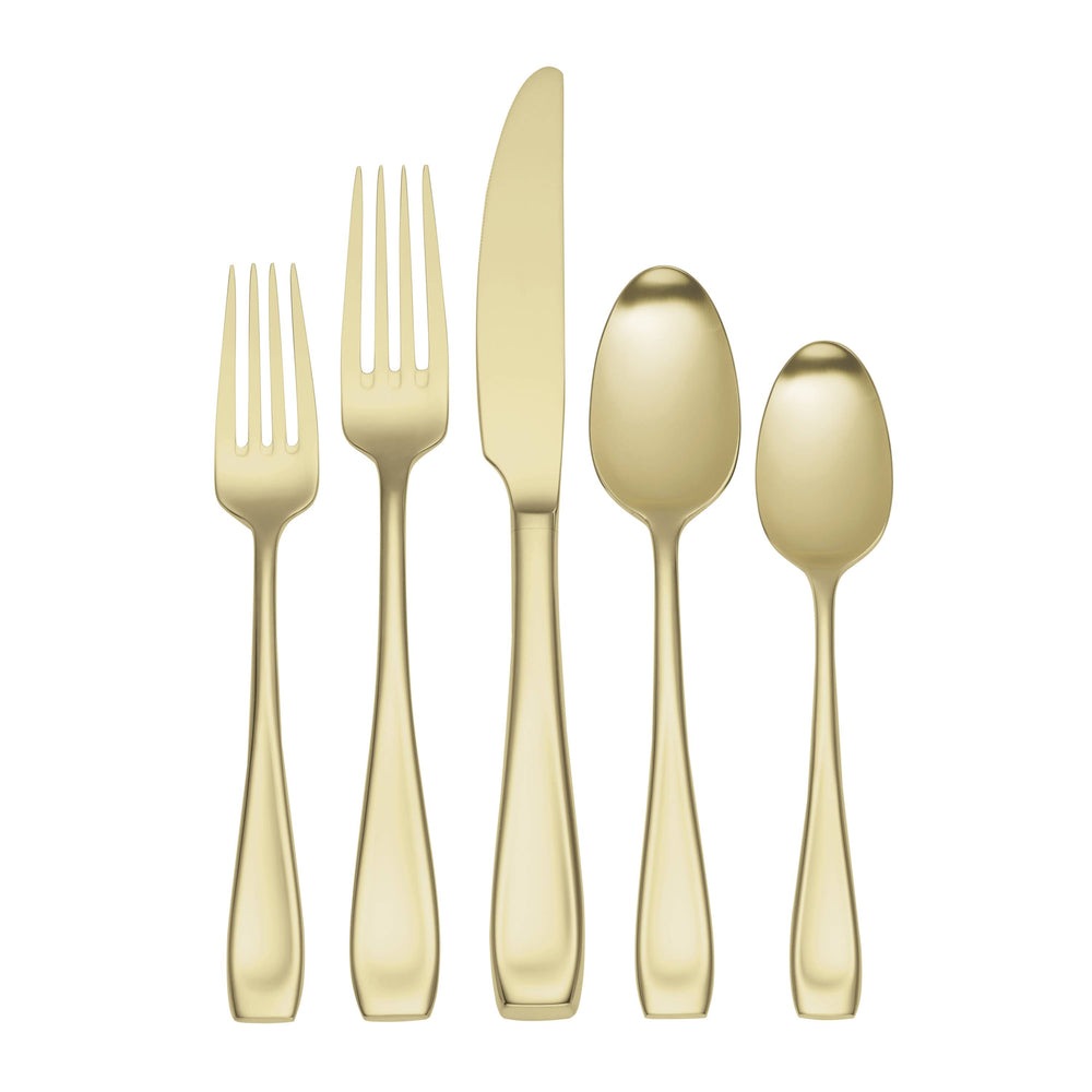 Lenox Oneida Moda Satin Champagne 20 Piece Fine Flatware Set, Service for 4 Metallic, STAINLESS METAL T711020PVDC