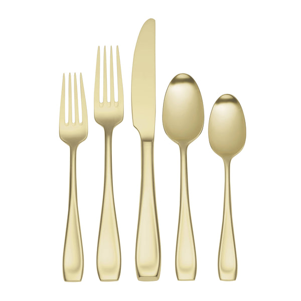 Lenox Oneida Moda Satin Champagne 20 Piece Fine Flatware Set, Service for 4 Metallic, STAINLESS METAL T711020PVDC