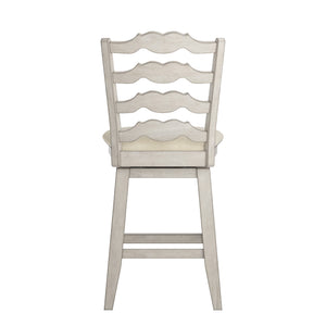 Homelegance By Top-Line Juliette French Ladder Back Counter Height Swivel Stool White Rubberwood
