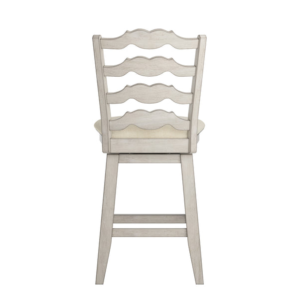 Homelegance By Top-Line Juliette French Ladder Back Counter Height Swivel Stool White Rubberwood