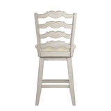 Homelegance By Top-Line Juliette French Ladder Back Counter Height Swivel Stool White Rubberwood