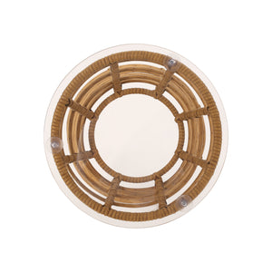 English Elm Christopher Knight Home® - SAN PEDRO SIDE TABLE Light Brown Rattan with Tempered Glass Top Boho Patio Accent Durable 15.8"H 65760.00LBRN
