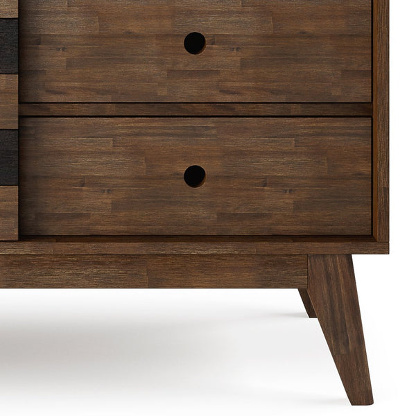 English Elm Clarkson Mid Century Medium Storage Cabinet in Rustic Natural Aged Brown – Solid Acacia Wood, 3 Drawers, Sliding Door, Adjustable Shelves B136P158779