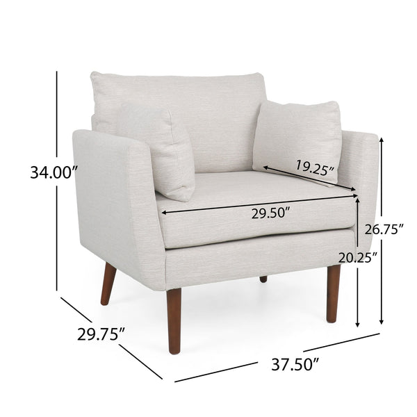 English Elm Christopher Knight Home® - CLUB Club Chair Upholstered Fabric Accent Chair with Walnut Birch Legs, Modern Sophisticated Seating Appeal Beige 30.25 L x 25.75 W x 21 H 71573.00