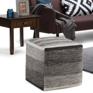 English Elm Naya Cube Pouf - Handcrafted Grey Melange Accent For Stylish Seating & Footstool In Any Room B136P159268