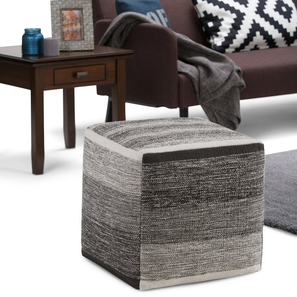 English Elm Naya Cube Pouf - Handcrafted Grey Melange Accent For Stylish Seating & Footstool In Any Room B136P159268