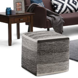 Hearth and Haven Cube Pouf with Melange Pattern Woven Fabric B136P159268 Grey