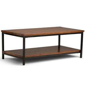 English Elm Skyler Coffee Table - Handcrafted Dark Cognac Brown With Metal Accents & Spacious Storage Solutions B136P158237-GIGA
