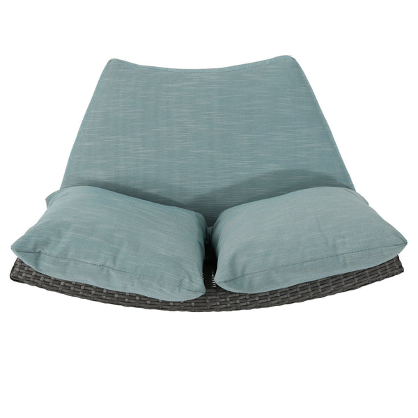English Elm Christopher Knight Home® - PT LIMON SINGLE SOFA Curved Armless Outdoor/Indoor Faux Rattan Chairs with Water-Resistant Cushions and Heavy-Duty Iron Frame Grey 54786.00GT