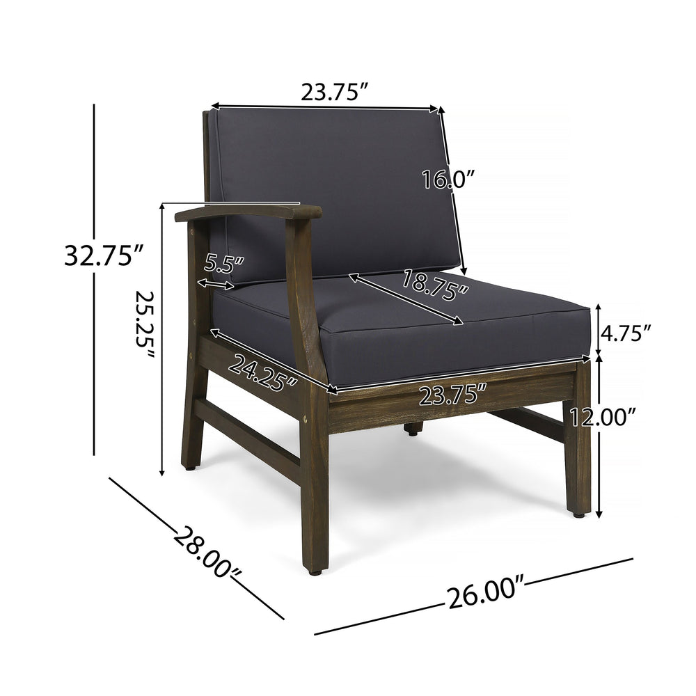 English Elm Perla Armless Accent Chair Tailored Low Profile Upholstered Seat for Living Room Dark Grey 58941.00L-R-CON-M2 GDGRY