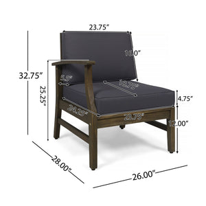 English Elm Perla Armless Accent Chair Tailored Low Profile Upholstered Seat for Living Room Dark Grey 58941.00L-R-CON-M2 GDGRY