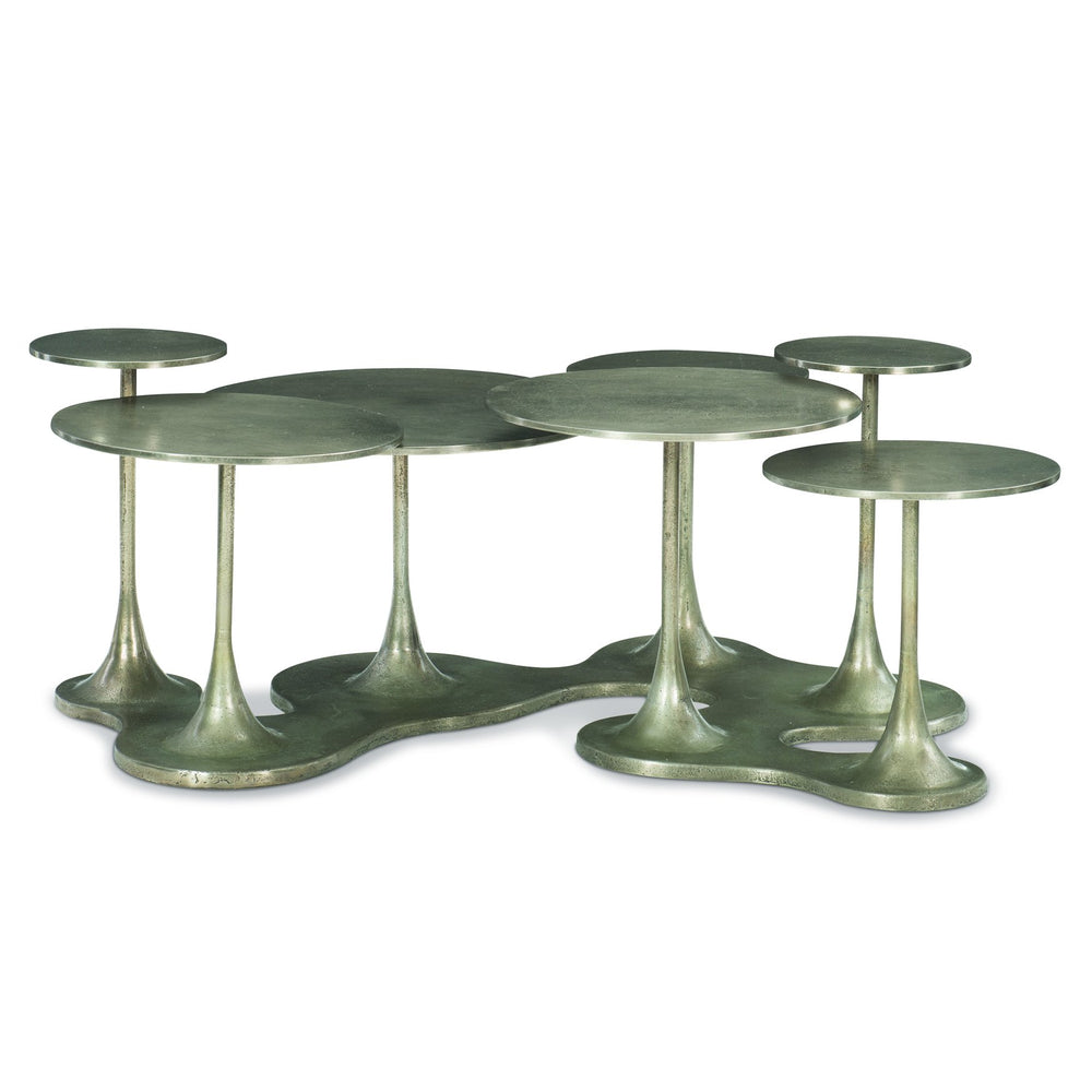 Bernhardt Bernhardt Sculptural Circlet Cocktail Table In Textured Graphite Cast Aluminum — 7 Tulip Tops, Modern Elegance 382024