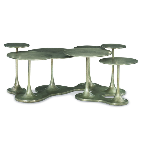 Bernhardt Bernhardt Sculptural Circlet Cocktail Table In Textured Graphite Cast Aluminum — 7 Tulip Tops, Modern Elegance 382024