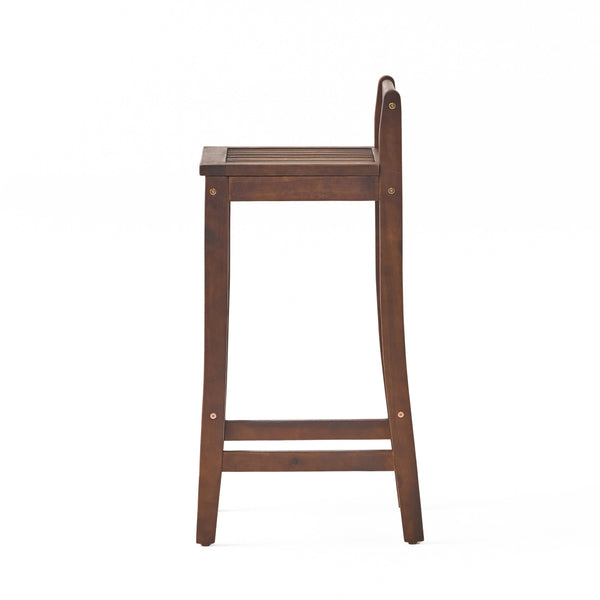 English Elm Christopher Knight Home® - RIVIERA KD Wood Barstool – Solid Acacia Brown Stool, 36.75" Seat Height, Durable Rustic Counter Seating 55135.00MAH