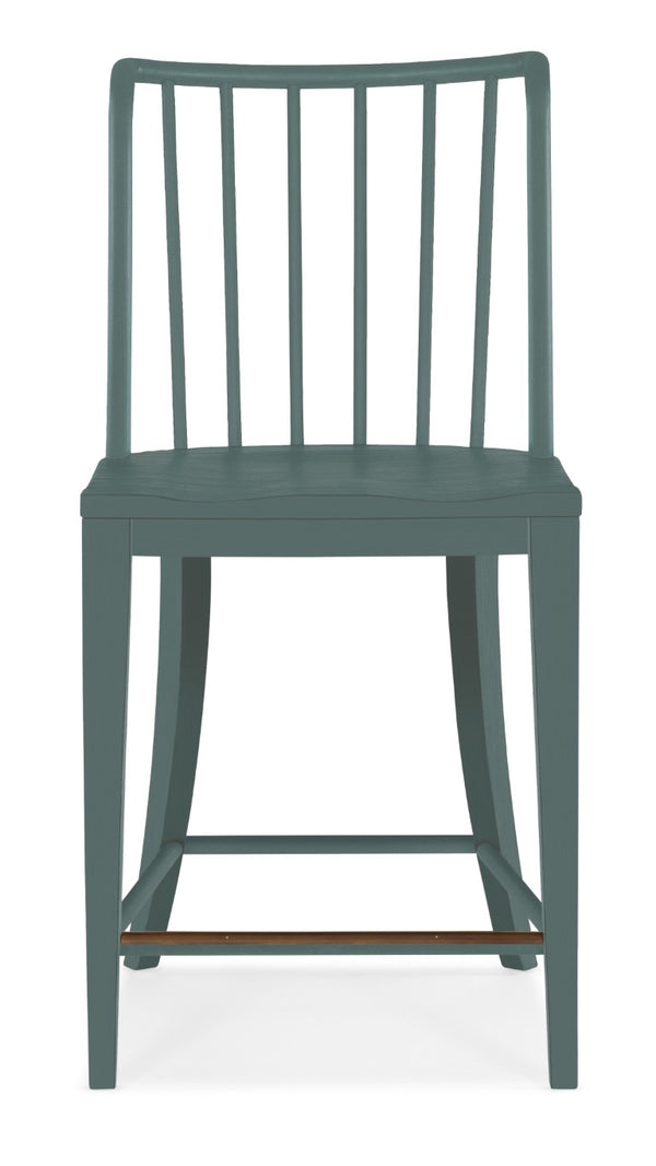 Hooker Furniture Serenity Beech Wood Counter Chair With Spindle Back, Seaspray Brush Finish, Coastal Comfort & Durability Blues 6350-75350-46