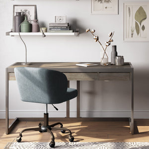 English Elm Erina Desk - Handcrafted Distressed Grey Acacia With Industrial Metal Frame For Home Office Style B136P158626