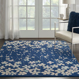 Nourison Tranquil TRA04 Machine Made Power-loomed No Border Indoor Only Contemporary  Rug Navy, Navy Blue 100% Polypropylene 99446484413