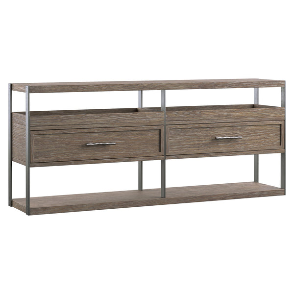 Bernhardt Bernhardt Casa Paros Rustic Modern Console Table With Playa Wood, Anthracite Metal Accents & Storage 317912