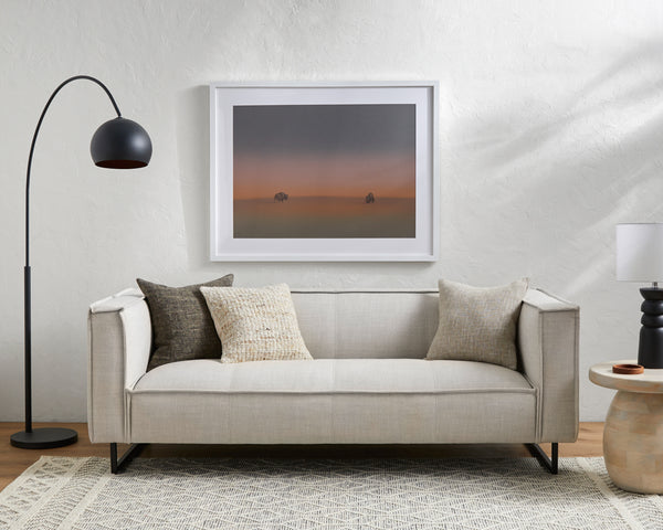 Dylan DYN-002 31"H x 88"W x 39"D Sofa DYN-002  Upholstery: Light Gray; Base: Black Surya