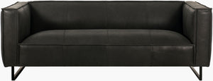 Surya Dylan Modern Leather Sofa - 31"H X 88"W X 39"D - Luxurious Comfort, Minimalist Style & Easy Care Upholstery, Charcoal,Base, Black Leather,Iron,Polyurethane Foam,Dacron Dyn005-318839