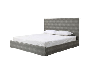 VIG Furniture Dynasty Dark Shagreen Platform Bed Eastern King With Stainless Steel Accents, Sleek Modern Support VGVCBD2108-GRY-BED-EK-1