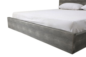 VIG Furniture Dynasty Dark Shagreen Platform Bed Eastern King With Stainless Steel Accents, Sleek Modern Support VGVCBD2108-GRY-BED-EK-1