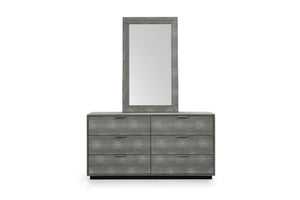 VIG Furniture Dynasty Modern Shagreen Dresser With 6 Soft-Close Drawers, Brushed Black Stainless Accents, 59" VGVCJ2108-D-GRY-DRS