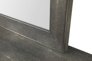 VIG Furniture Dynasty Modern Shagreen Mirror With Dark Veneer & Brushed Black Stainless Trim, 47" X 27.5" Accent Piece VGVCJ2108-M-GRY-MIR
