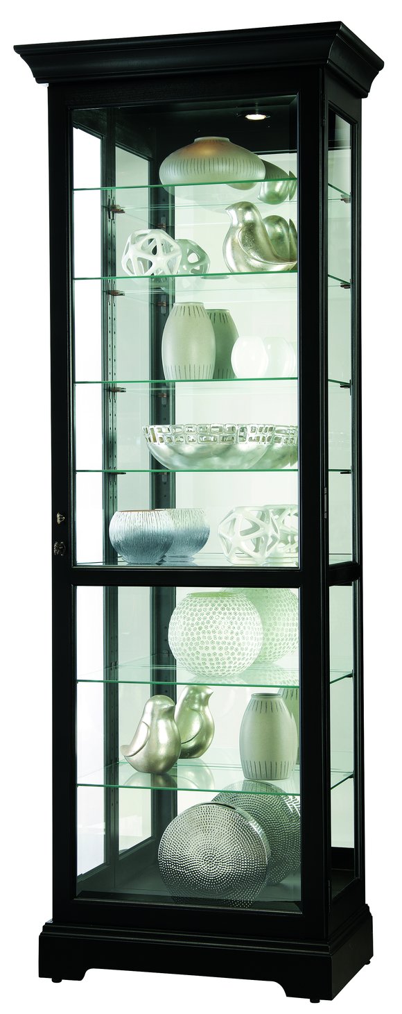 Hekman Furniture 680660 Lighted Curio Cabinet With Adjustable Glass Shelves, Locking Door, And Touch-lite™ Switch Black Satin Chesterbrook Iii Curio Cabinet 680660