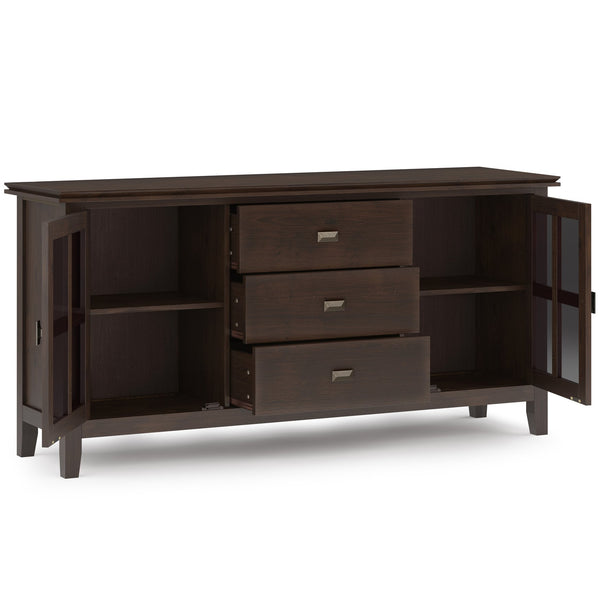 English Elm Artisan Large Sideboard Buffet - Elegant Dark Chestnut Brown, Functional Storage, Timeless Design B136P158417