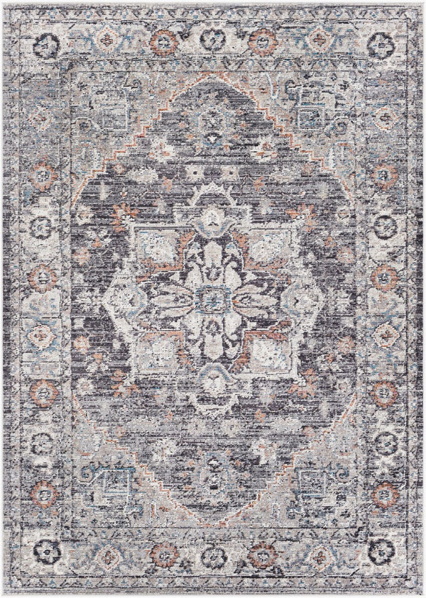 Livabliss Daytona Beach Traditional Outdoor Rug Polypropylene Patio Woven Uv Resistant Light Gray, Bla 5'3" x 7' DYT2311-537