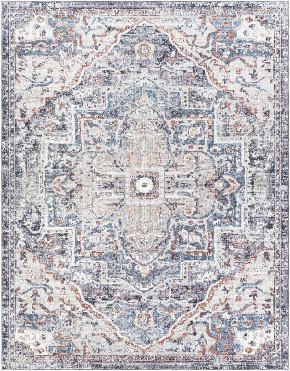 Livabliss Daytona Beach Traditional Runner Rug Polypropylene Blend for Hallways and Entryways Light Gray, Med 7'10" x 10' DYT2312-71010