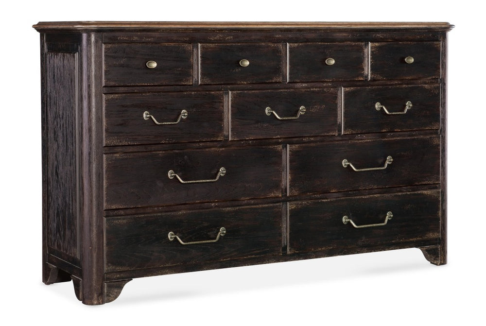 Hooker Furniture Americana Two-Tone Dresser With 11 Self-Closing Drawers, Cedar-Lined Bottoms & Felt-Lined Jewelry Tray 7050-90001-89