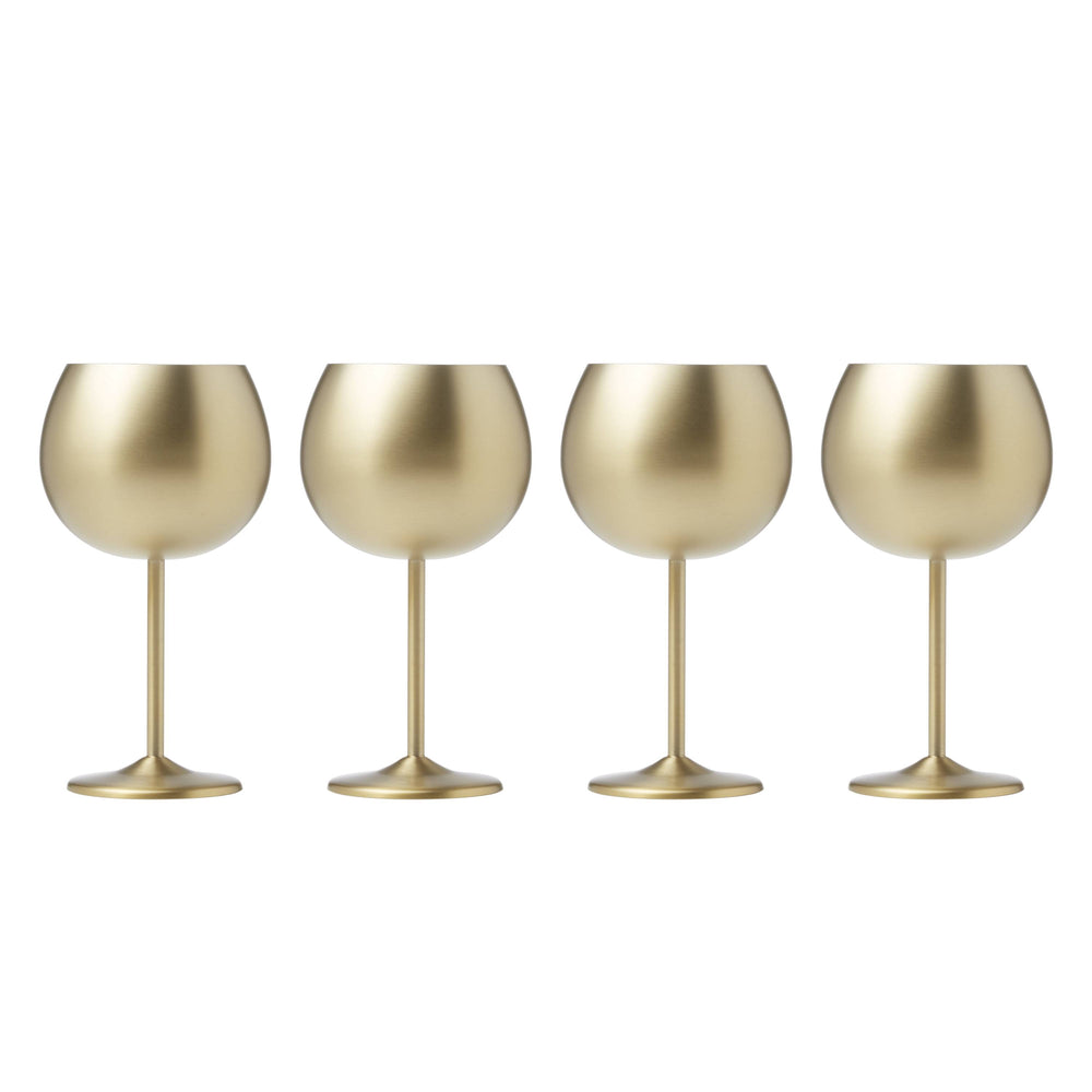 Lenox Cambridge 18 Oz Brushed Gold Stainless Steel Red Wine Glasses, Set of 4 NO COLOR METAL EW007CBGLDDS