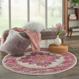 Nourison Passion PSN03 Machine Made Power-loomed Ornamental Border Indoor Only Bohemian Vintage Rug Ivory,Fuchsia, Pink and White 100% Polypropylene 99446259738