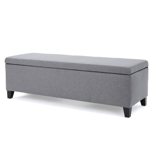 English Elm Ottoman Bench Seat with Lift Top Hidden Storage Polyester Upholstered Entryway Piece Grey 60159.00GRY