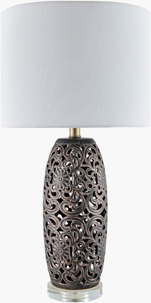 Livabliss Dozza Ceramic and Crystal Base Table Lamp with Linen Shade for Warm Ambient Glow DZA-001