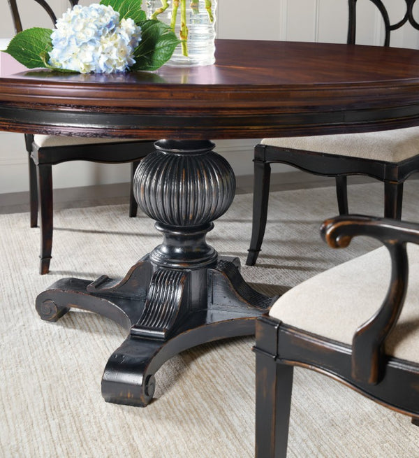 Hooker Furniture Charleston Round Pedestal Dining Table With 20" Removable Leaf, Cherry Veneer, Carved Base, Seats 6-8 6750-75203-00