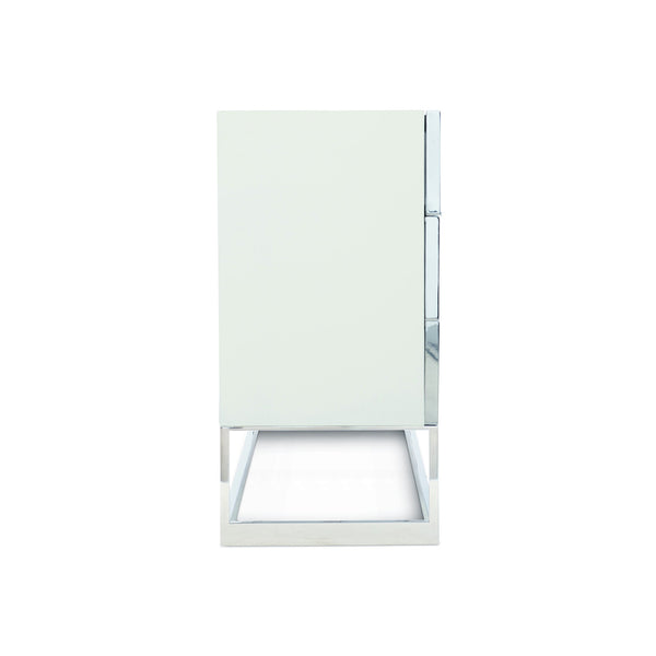 Bernhardt Bernhardt Parkhurst Dresser – High-Sheen White Lacquer, Polished Stainless Steel Frame, 7 Drawer Storage 382051