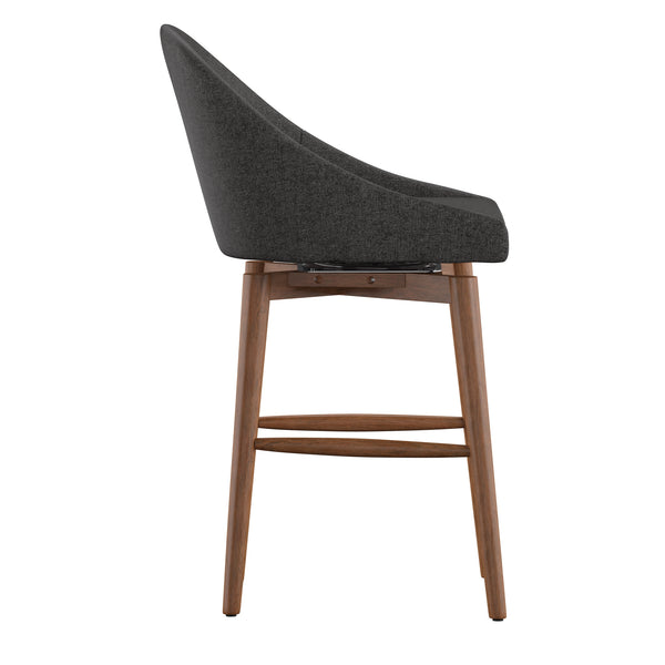 Homelegance By Top-Line Montague Mid-Century Wood Swivel Counter Height Stools (Set of 2) Dark Grey Rubberwood