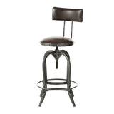 Christopher Knight Home® - Noble House - Vlippu Modern Industrial Upholstered Adjustable Height Swivel Barstool, Brown And Antique Black Brushed Silver