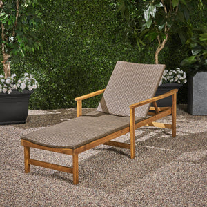 English Elm Christopher Knight Home® - Hampton Outdoor Wood & Wicker Chaise Lounge - Adjustable Comfort For Patios, Poolsides & Gardens 63763.00MCA