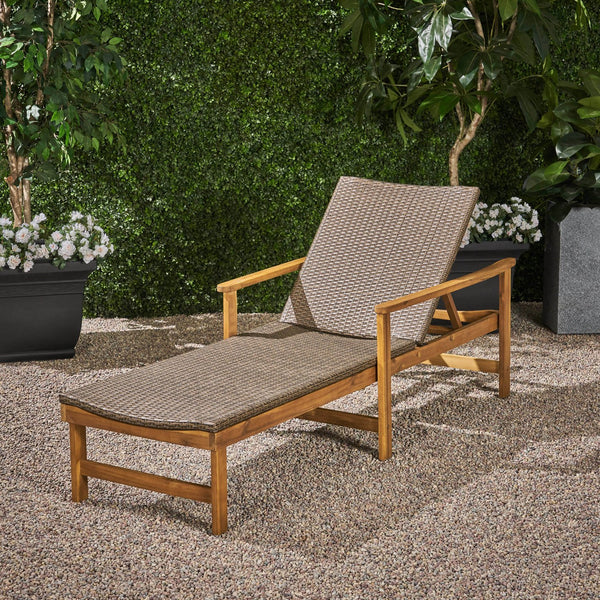 English Elm Christopher Knight Home® - Hampton Outdoor Wood & Wicker Chaise Lounge - Adjustable Comfort For Patios, Poolsides & Gardens 63763.00MCA
