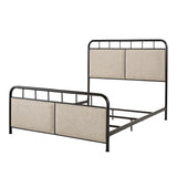 Homelegance By Top-Line Luiza Beige Upholstered Black Metal Queen Bed Brown Metal