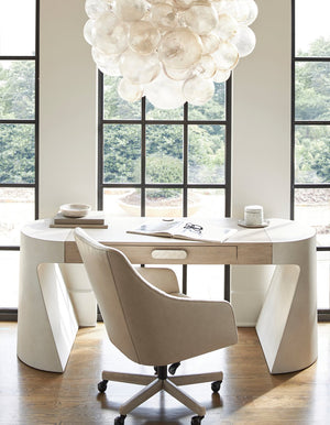 Bernhardt Bernhardt Prado Leather Office Chair With Tilt, Adjustable Height, Swivel Base & Tawny Wood Cap D11013A