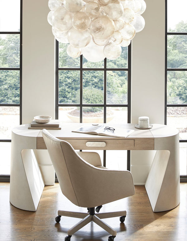 Bernhardt Bernhardt Prado Modern Desk With Tawny Wood Top, Buff Concrete Ends, Integrated Power & Storage D23514A