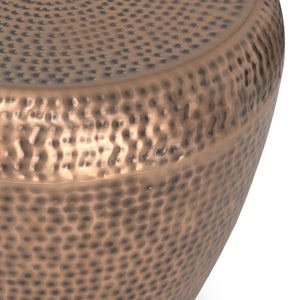 English Elm Preston - Handcrafted Antique Copper Drum Side Table - Modern Industrial Accent For Any Room B136P159008-GIGA