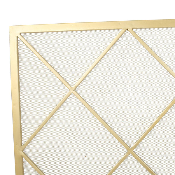 English Elm Christopher Knight Home® - FIRE Iron Single-Panel Fireplace Screen with Diamond Mesh Design, Ember Guard, Multiple Finishes 61126.00GLD
