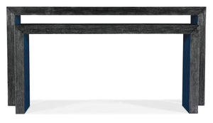 Hooker Furniture Melange Two-Piece Halen Nesting Sofa/Console Tables — Rustic-Modern Pine & Maple Veneer, Matte Black Finish 628-85129-98