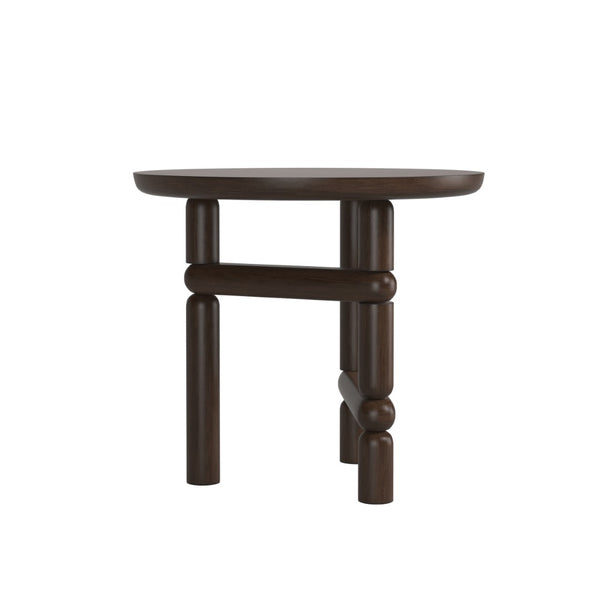 A.R.T. Furniture Verge Round End Table - Handcrafted Walnut Accent with Sculptural Design for Modern Living Spaces 337304-1960